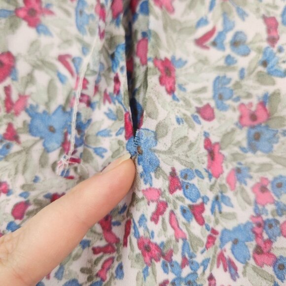 BB Dakota Dress Womens Large Blue Pink Floral Ruffle Tiered Maxi Peasant Cottage - Picture 5 of 13